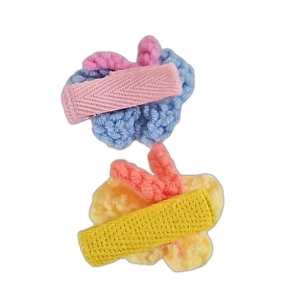 Hand Crafted Hand Knit Crochet Butterfly Hair Clip blue-yellow 1